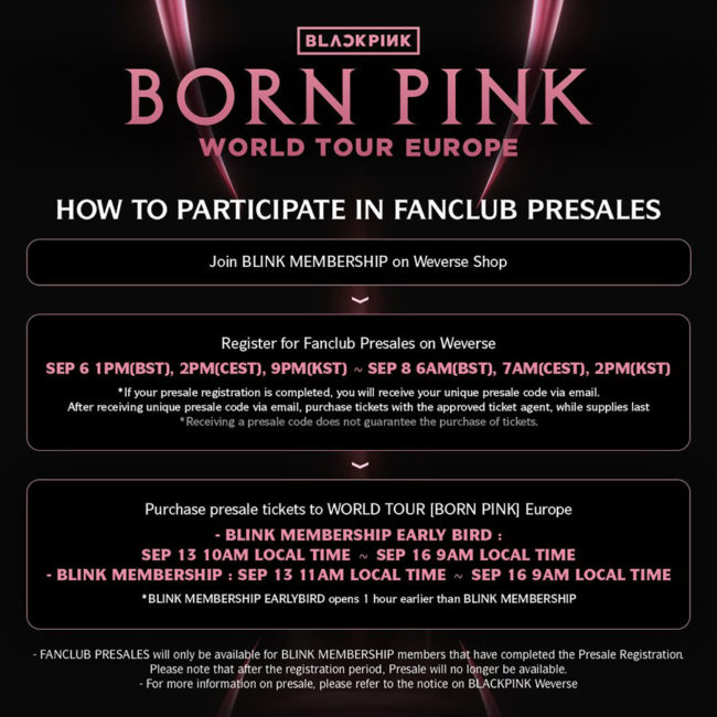 born pink europe tour dates