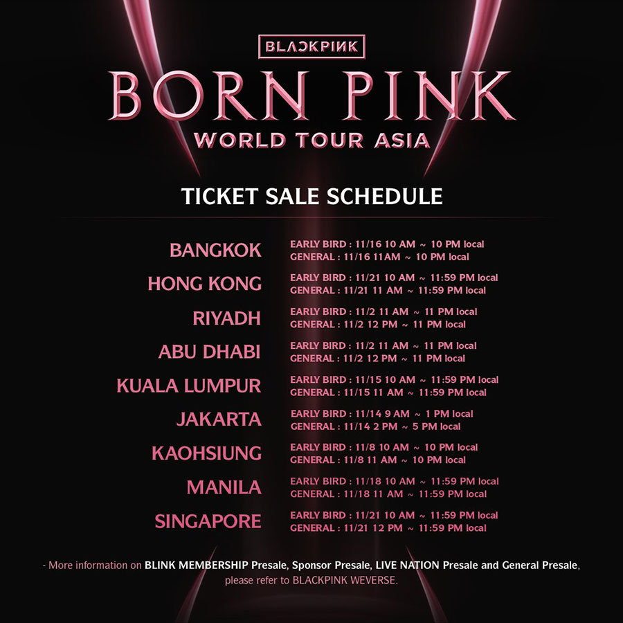 asia tour schedule