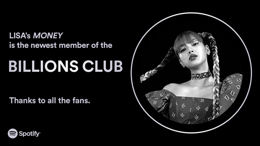 LISA Covers Spotify’s “Billions Club” Playlist as “MONEY” Hits 1